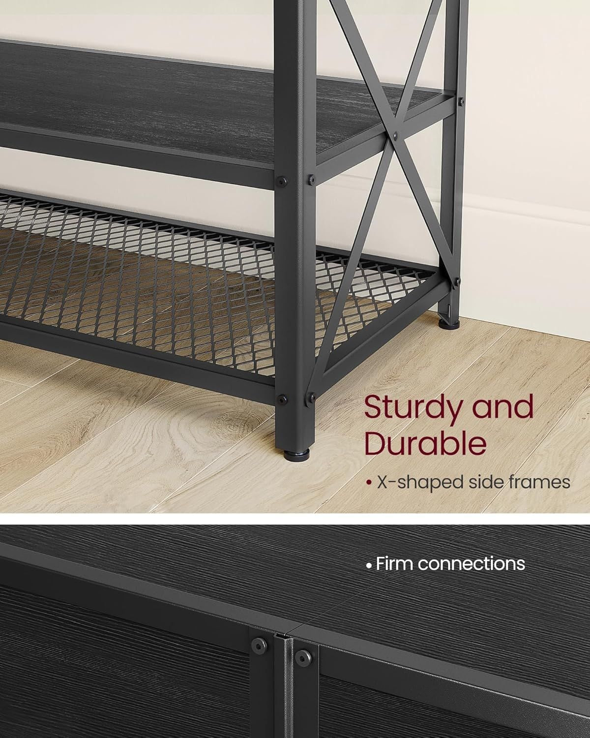 Home 70-in 3-Tier Industrial Black TV Stand