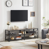 Home 70-in 3-Tier Industrial Greige/Black TV Stand