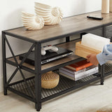 Home 70-in 3-Tier Industrial Greige/Black TV Stand