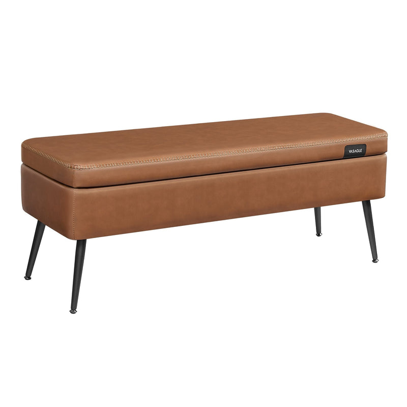 Home Caramel Brown Storage Bench with Steel Legs K0