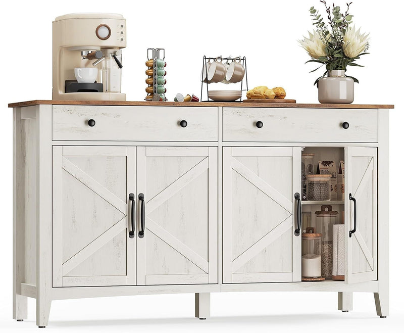 Home Rustic White/Honey Brown Buffet Cabinet M6
