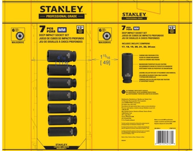Pro 1/2-in Deep Impact Socket Set, Metric, 7-pc
