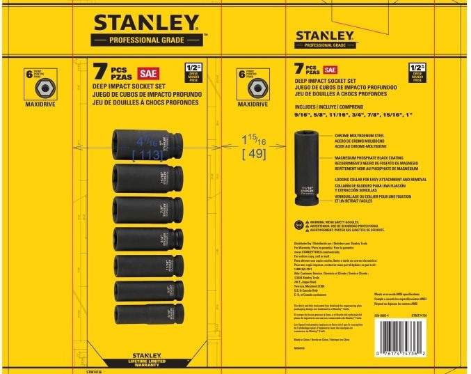 Pro 1/2-in Impact Socket Set, SAE, 7-pc