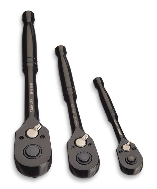 Professional Grade Black Chrome Ratchet Set, 3-pc