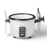 300W 6-Cup White Rice Cooker with Steam Basket