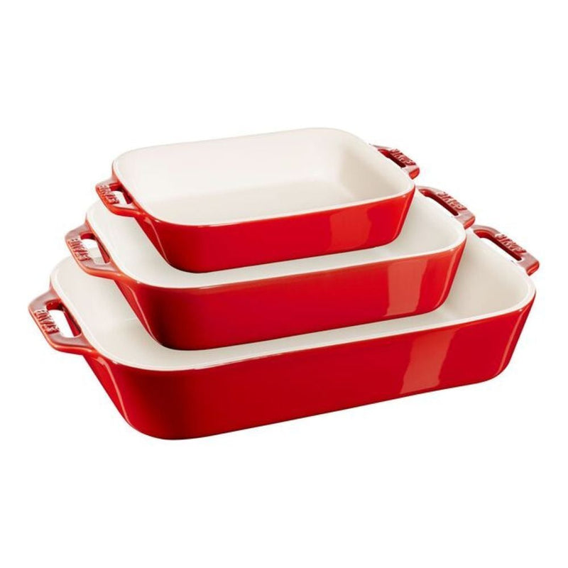 Nestable Cherry Non-Stick Ceramic Rectangular Baking Dish Set, 3-pc B9