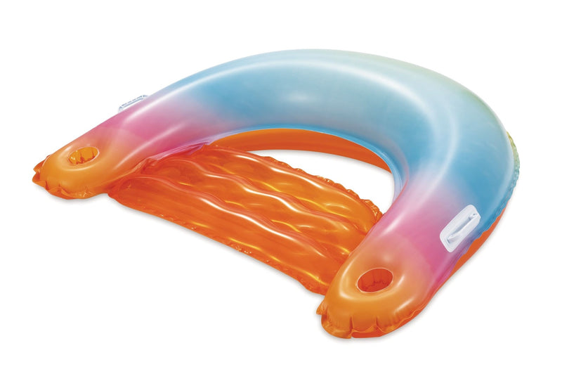 Sunset Inflatable Ombre Pool Floating Chair with Cup Holders, Multi-Colour Q1