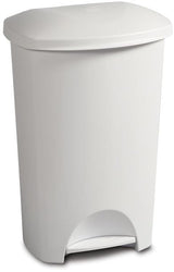 Plastic Rectangular Step Garbage Can, White, 45-L