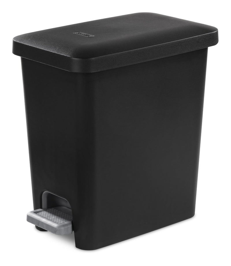Ultra Plastic Rectangular Step Garbage Can, Black, 10.2-L G2