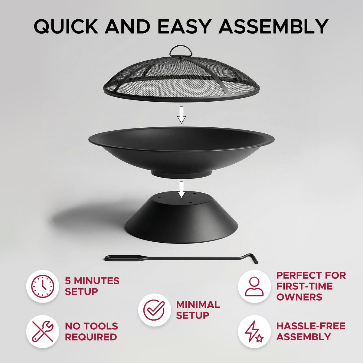 Genesee Round Fire Pit, Black