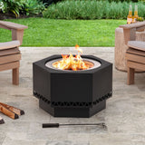Lawrence Hexagonal Low Smoke Firepit, 28-in