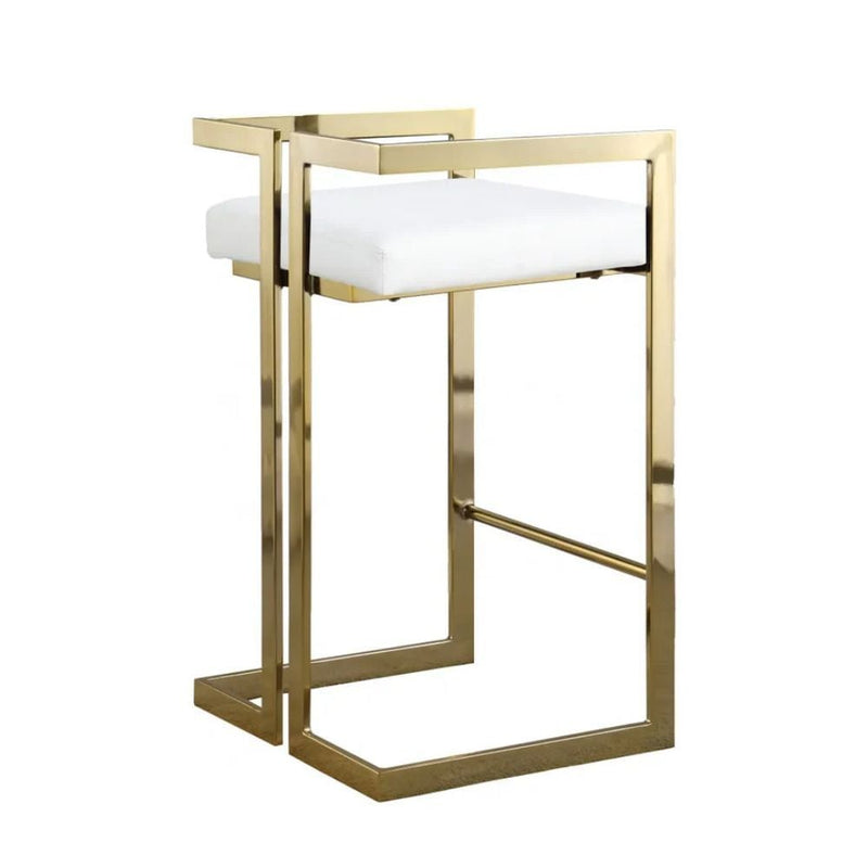 White Cushioned Harvey Stool with Gold Frame G4