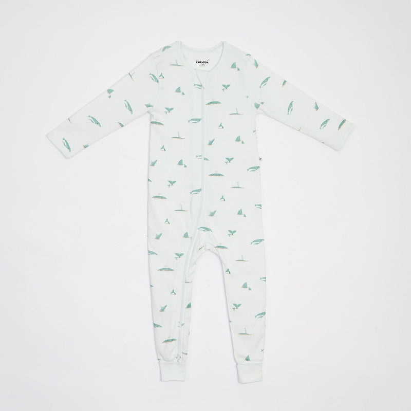 Whale Print Premium Organic Cotton Play and Grow Rib Foot Zippy, Various Sizes W0