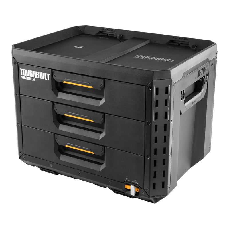 XL 3-Drawer Auto-Locking Portable Modular Tool Box, Black W4