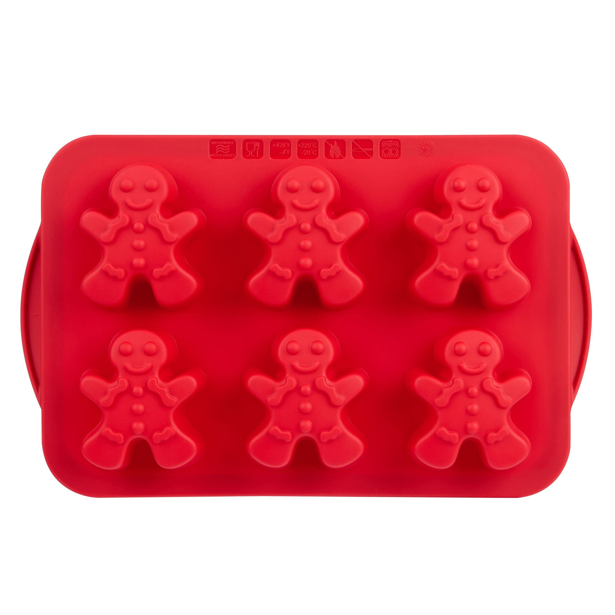 Dishwasher Safe Red Silicone Gingerbread Pan, 6-pk