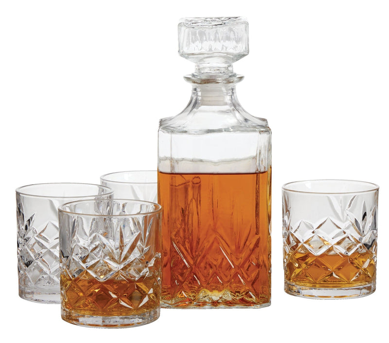 Glass Whiskey Decanter & Glasses Set, 5-pc Y4