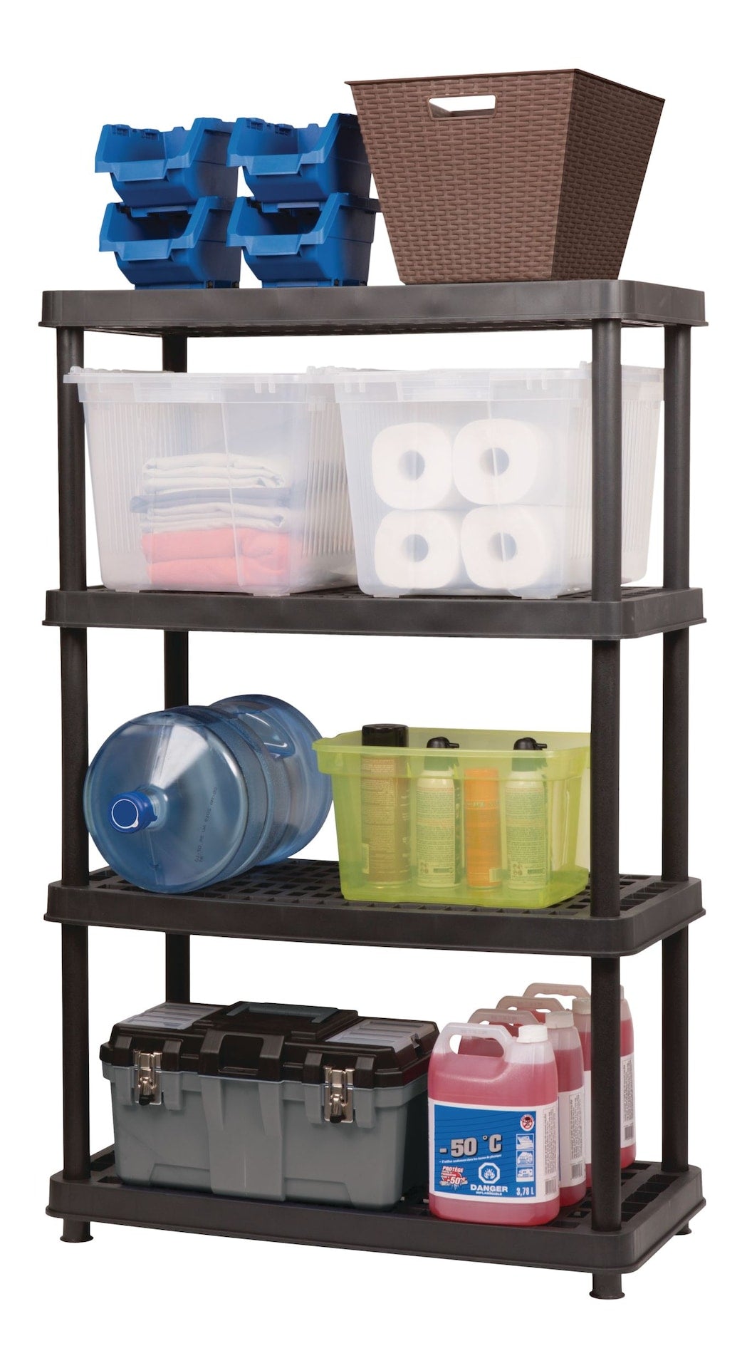 4-Shelf Resin/Plastic Storage Rack/Shelving Unit, 36 x 18 x 54-in