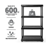 4-Shelf Resin/Plastic Storage Rack/Shelving Unit, 36 x 18 x 54-in
