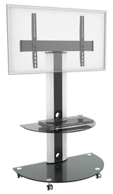 LCD84113BLK Superior TV Cart with Glossy Glass Base and Shelf, 32-in to 55-in