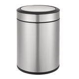 Steel and Plastic Circular Swing Lid Garbage Bin, Silver, 8-L