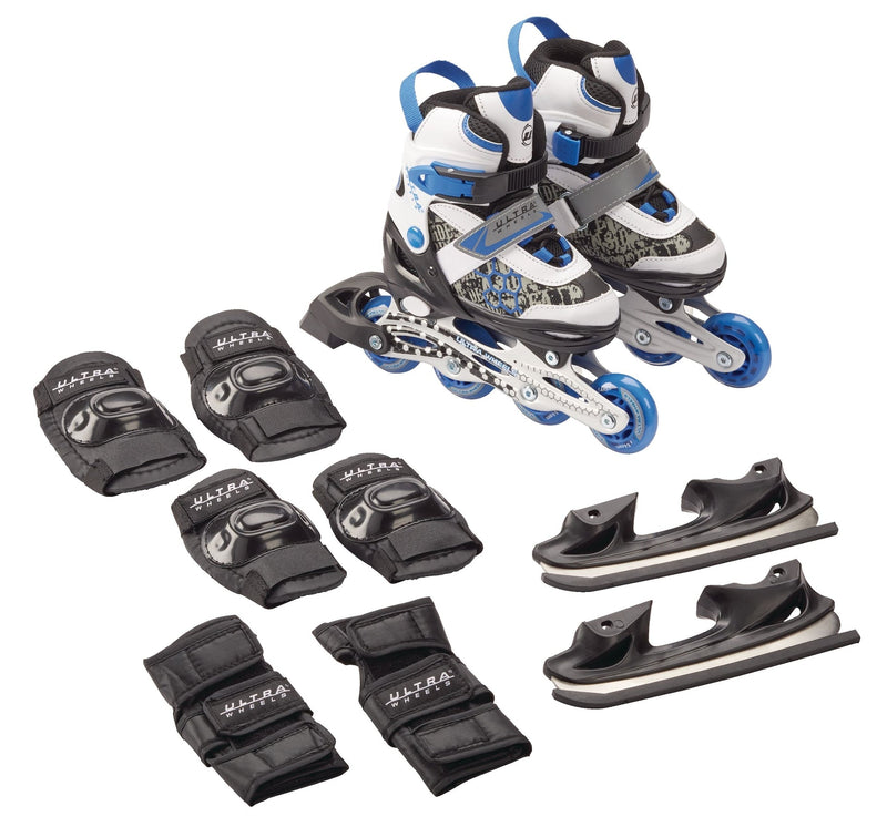Switchers Ice/Inline Skates with Pad Set, Blue, Youth M8