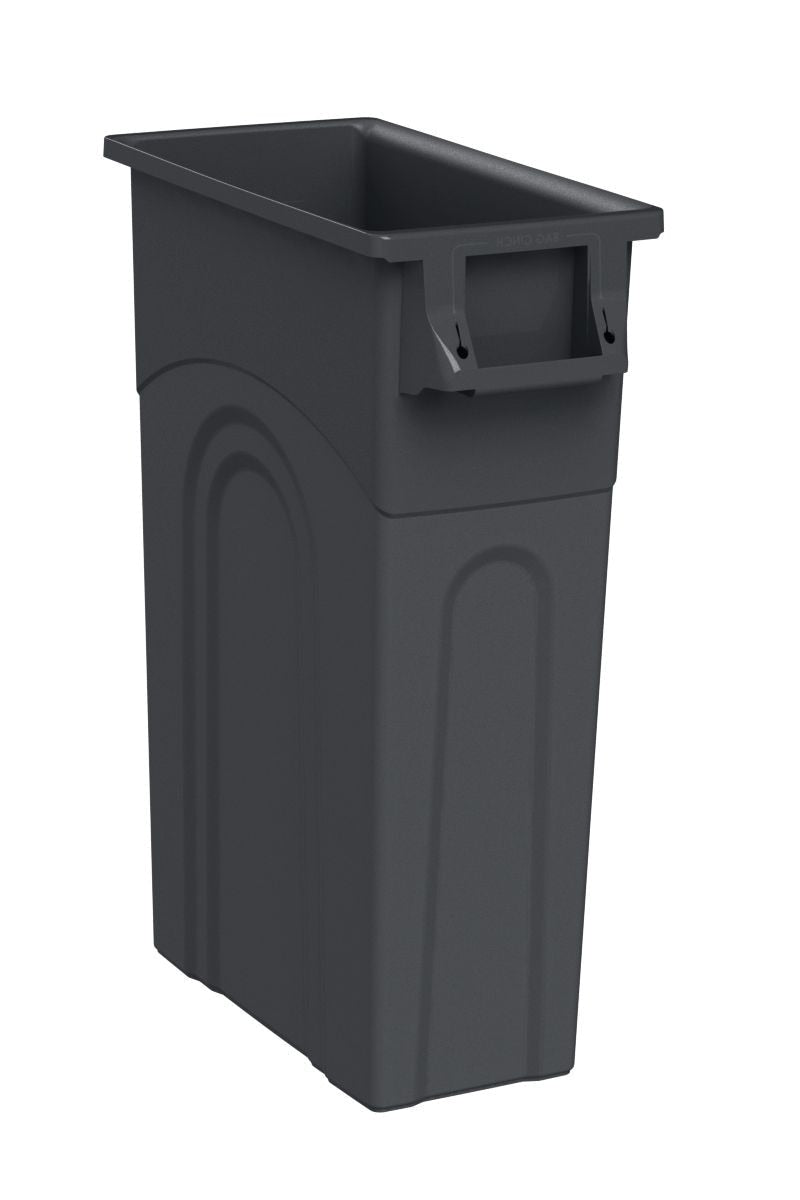 Plastic Tall Slim Rectangular Garbage Can, Black, 87-L W6