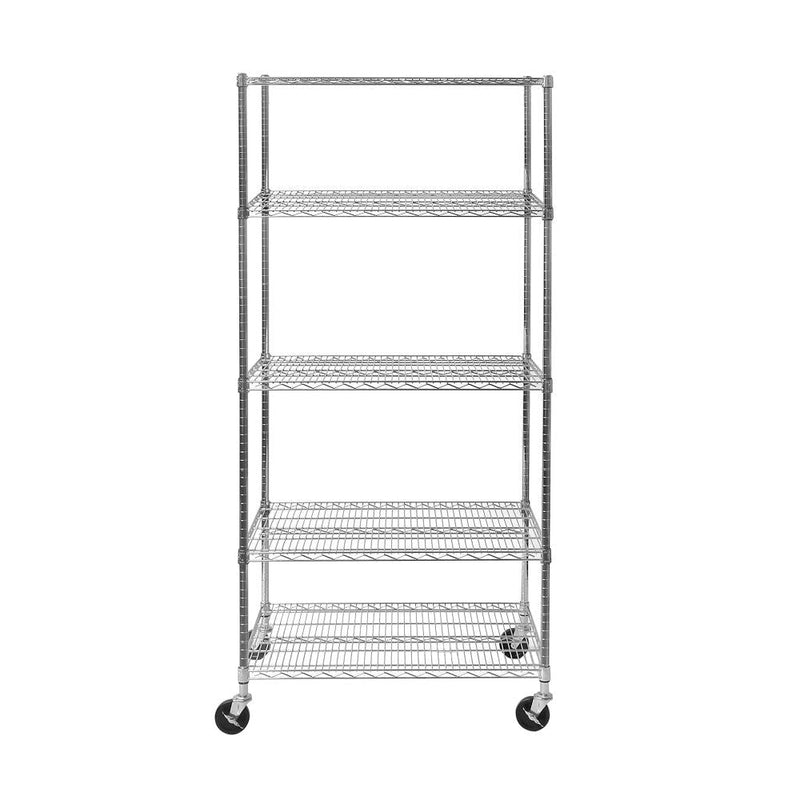 5-Tier Shelving, 36-in x 24-in x 72-in, Chrome J9