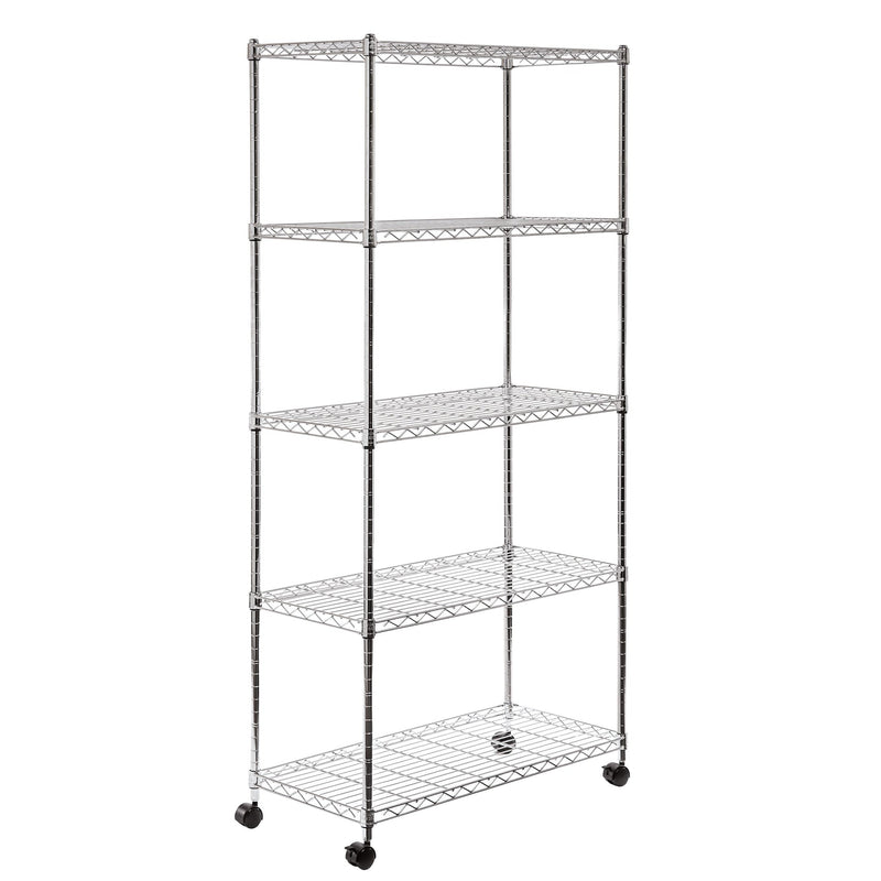 5-Tier Steel Wire Shelving, 30-in x 14-in x 60-in, Chrome S2
