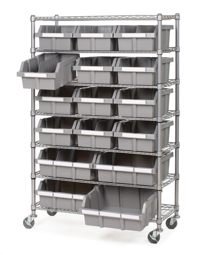7-Tier NSF 16-Bin Rack Shelving, 36-in x 14-in x 56-in A6