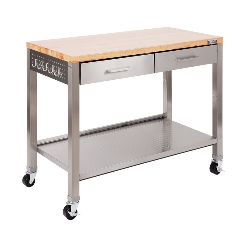 Work Center Island Table, Stainless Steel, 48-in x 24-in x 36-in M3