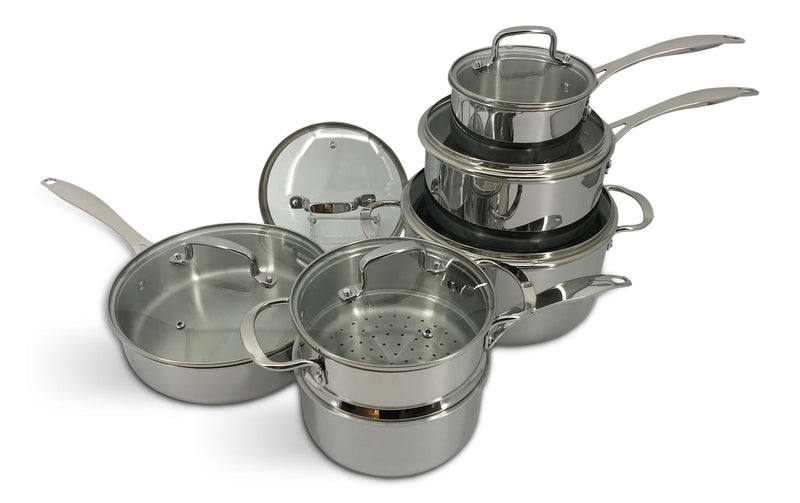 Elite Series 3-Ply Clad Stainless Cookware Set, Oven Safe E5
