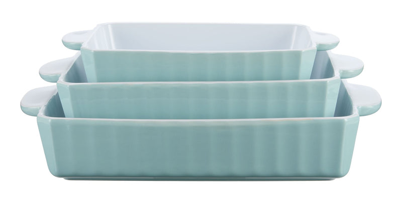 Rectangular White/Blue Bake Set, 3-pc M5