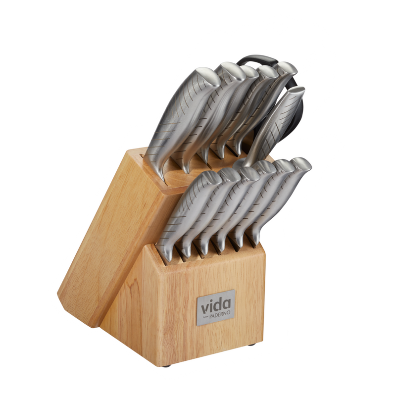 Stainless Steel Knife Block Set, Ergonomic Grip, 14-pc Y2