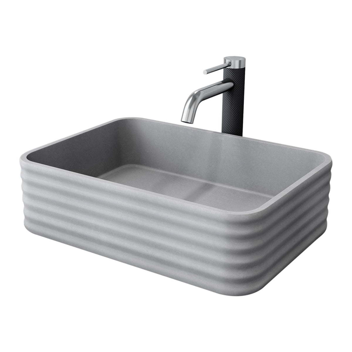 Cadman Grey Bathroom Sink/Basin Set with Lexington Faucet and Rectangular Vessel