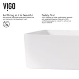 Jasmine White Bathroom Sink/Basin Set with Olus Wall Mount Faucet and Rectangular Composite Vessel
