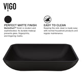 Sottile Matte Black Bathroom Sink/Basin Set with Sterling Faucet and Glass Rectangular Vessel