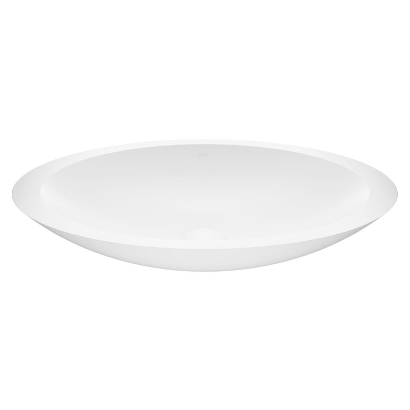 Wisteria Matte Stone Circular Vessel Bathroom Sink/Basin with Deep Bowl, White E0