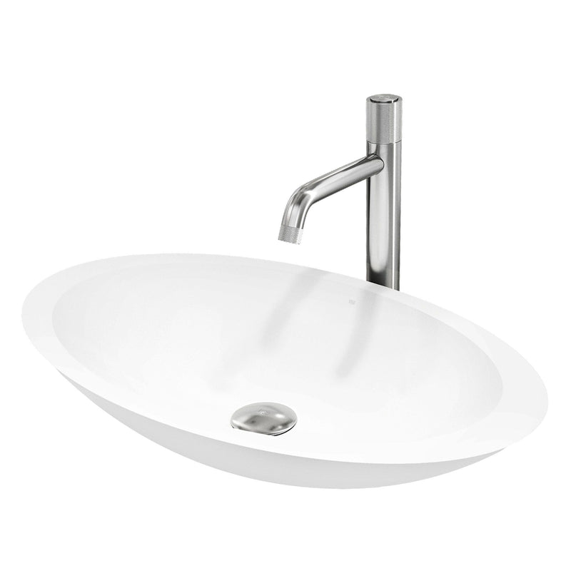 Wisteria White Bathroom Sink/Basin Set with Apollo Faucet and Oval Composite Vessel B2