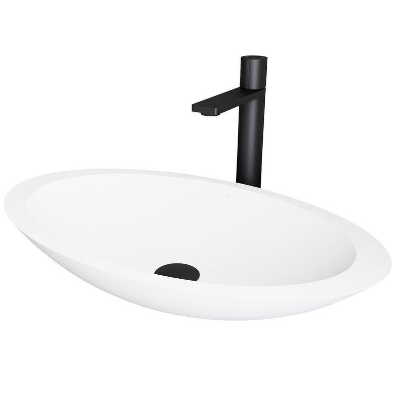 Wisteria White Bathroom Sink/Basin Set with Gotham Faucet and Oval Composite Vessel F8